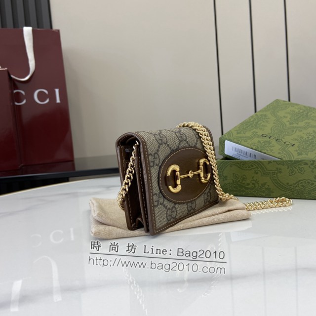 Gucci專櫃古馳最新款Horsebit 1955系列鏈條零錢包 jh2189款號: 623180